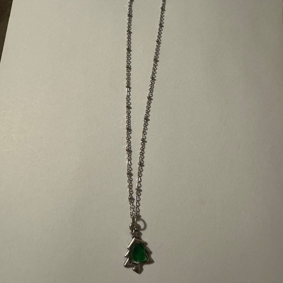 Silver and Green seaglass Tree Pendant Necklace - Picture 3 of 3
